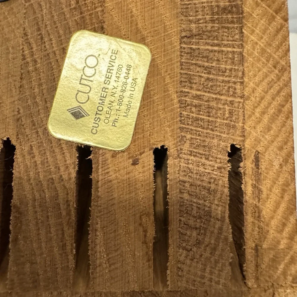 CUTCO 8 Slot‎ Knife Block Honey Oak Wood Includes 4 Steak Knife Slots